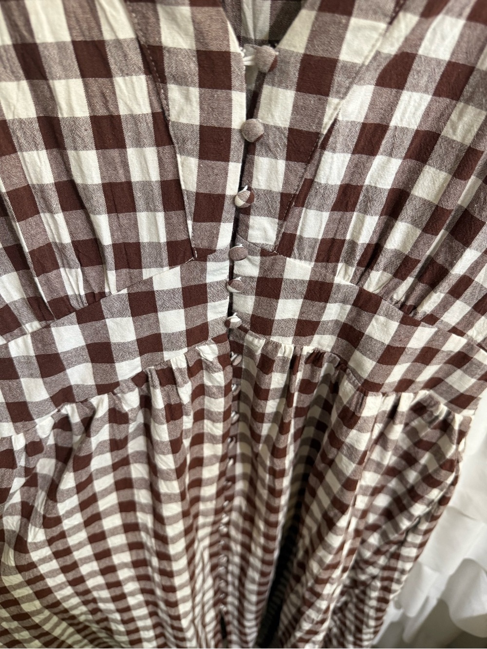 Petal & Pup Robinson Brown and White Gingham Button-Front Midi Dress - Picture 6 of 16